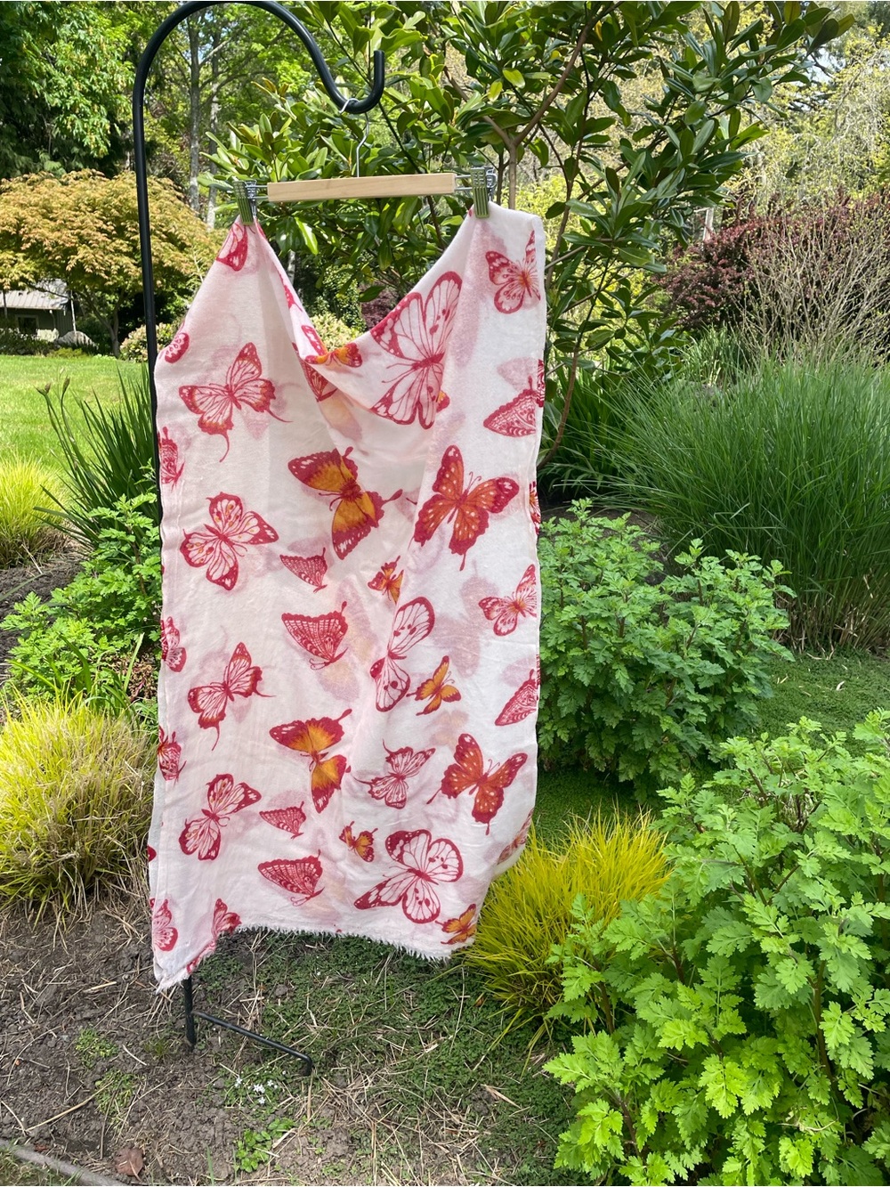 Butterfly Print cashmere shawl - Picture 2 of 9